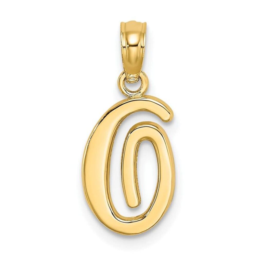 10k Yellow Gold Polished O Script Initial Charm - image 6